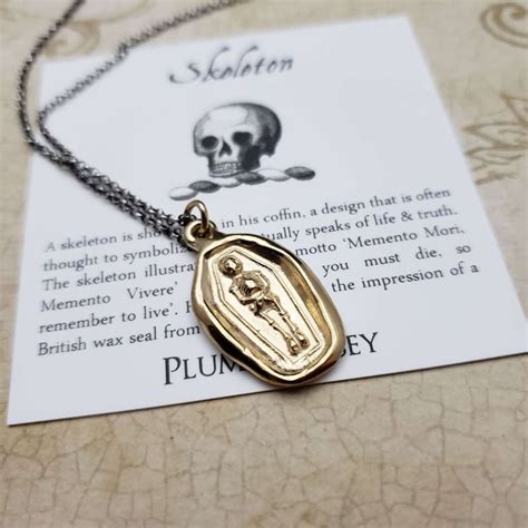 Gold Skeleton Wax Seal Pendant Memento Mori Necklace In Gold Etsy