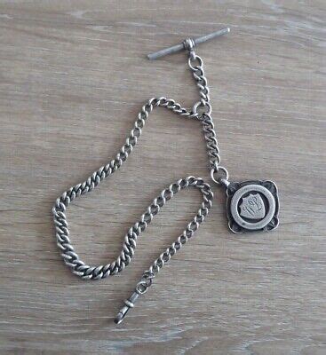 Superb Antique Solid Sterling Silver Single Albert Pocket Watch Chain