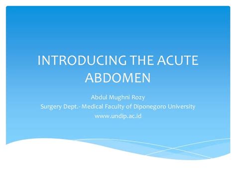 Introducing The Acute Abdomen