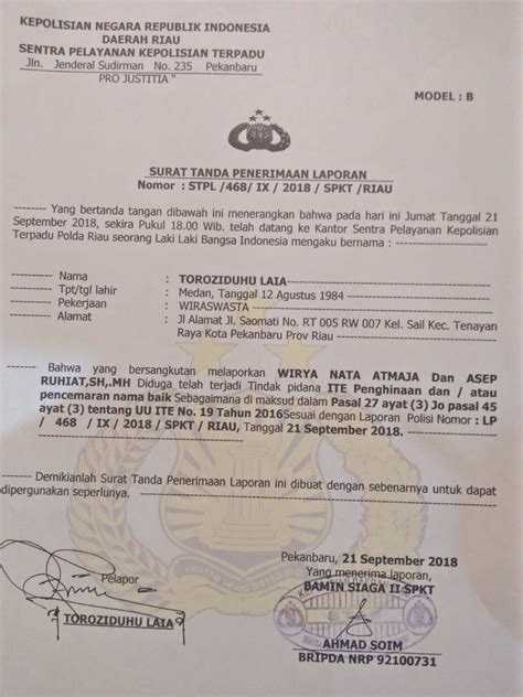 Contoh Format Surat Pengaduan Pencemaran Nama Baik Delinewstv