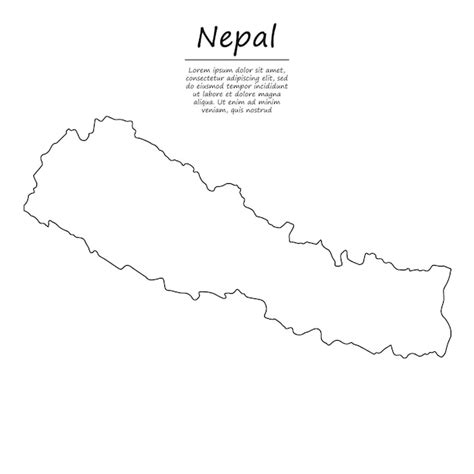 Premium Vector Simple Outline Map Of Nepal Silhouette In Sketch Line