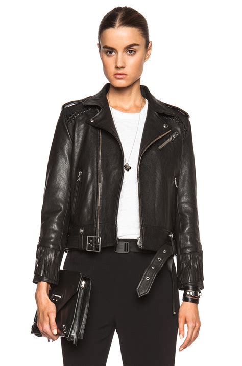 Iro Zerignola Fringe Leather Jacket In Black Lyst