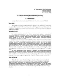 A Critical Thinking Model For Engineering Cdio A Critical Thinking
