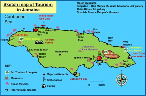 Tourism In The Tropics Attractions In Jamaica Jamaica Map Jamaica Tourist Attractions