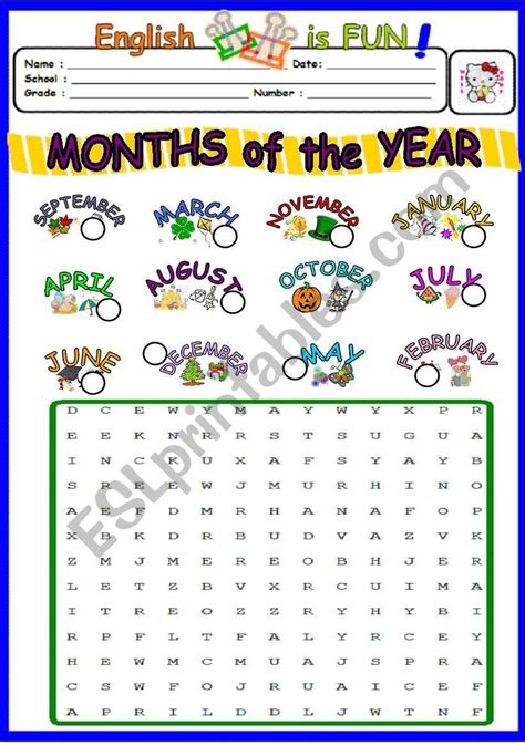 A Worksheet On Months Of The Year Hope You Like It Months In A