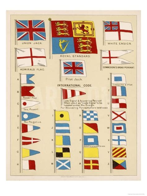 Some Of The Signal Flags Of Royal Navy Including The Royal Standard