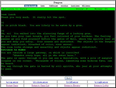 Screenshot Of Zork Browser 1977 Mobygames