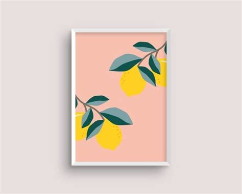 Lemon Branches Design Print Wall Art Digital Download Etsy Wall Art
