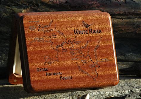 White River Map Fly Box Handcrafted Custom Designed Laser