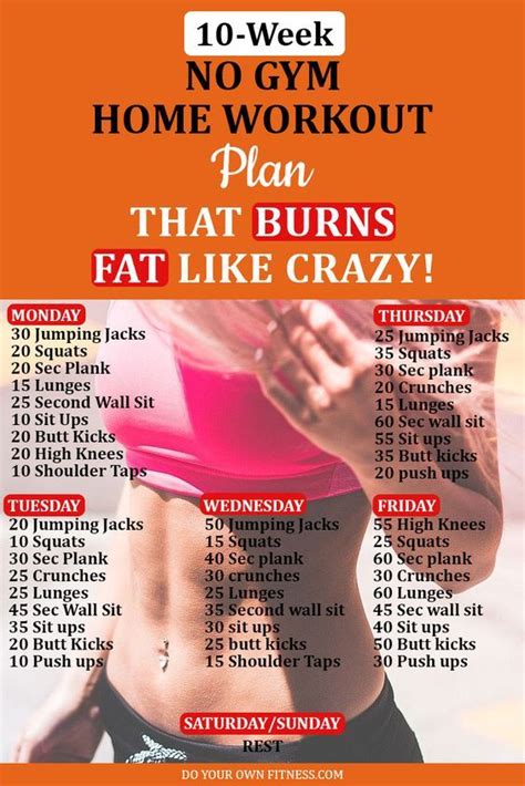 The 10 Week No Gym Home Workout Plans At Home Workouts Simple