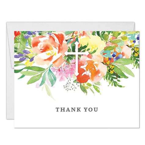 Please note~ this product is a digital, printable file. Beautiful Religious Baptism Thank You Cards with Envelopes ( Pack of 25 ) Flowers Simple Cross ...