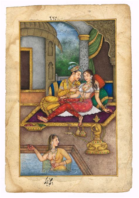 Indian Miniature Painting Of Mughal Emperor Akbar And Jodha Israel Ph