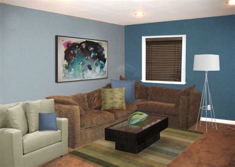 Sweet Masculine In Brown And Blue Living Room Home Interiors