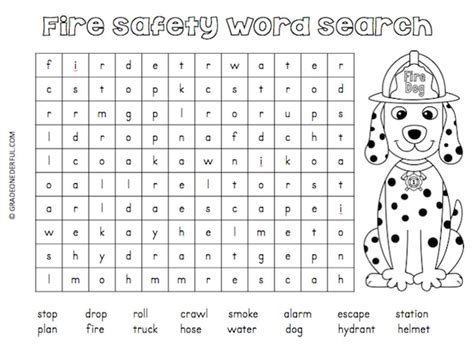 Free Word Search For Fire Safety Week Grade Onederful