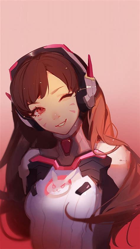 Dva Overwatch Cute Anime Game Art Illustration Red Iphone 8 Wallpapers