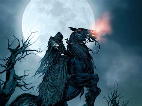 Grim Reaper Moon Horse Trees Fantasy Art Wallpapers Hd