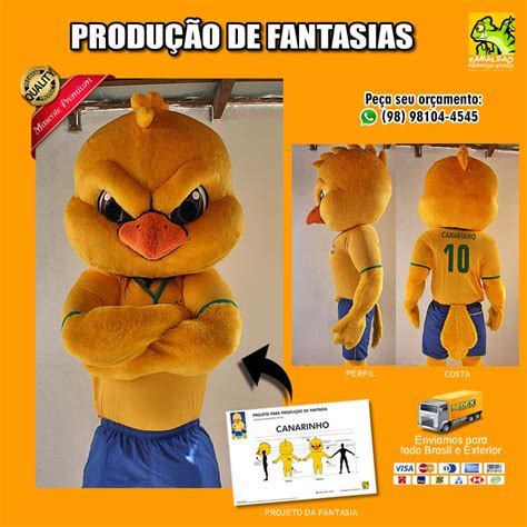 Mascote Canarinho Pistola Putaço Criação De Mascotes