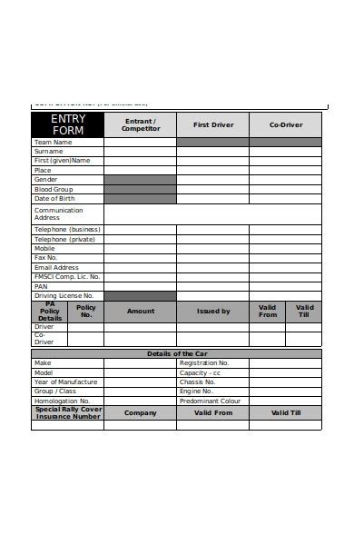 Free 52 Entry Forms In Pdf Ms Word Excel
