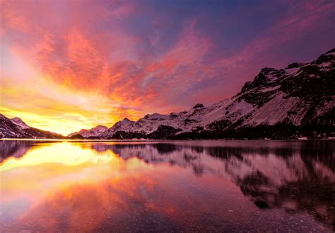 Imagini De Fundal Peisaj Munţi Apus De Soare Lac Natură