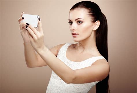 Beautiful Young Woman Taking Selfie Stock Image Image 51170979