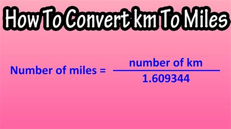 How To Convert Kilometers Km To Miles Formula For Kilometers Km To Miles Youtube