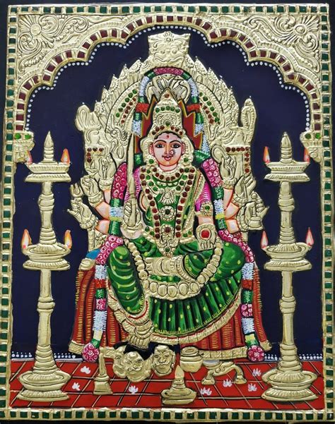 Samayapuram Mariamman Tanjore Painting By Smt Mangalam Srinivasan