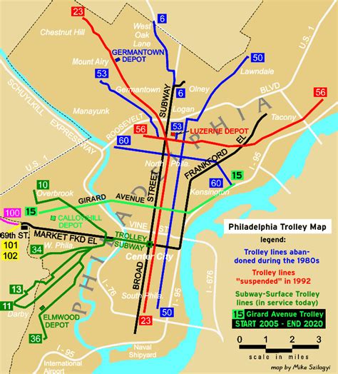 Philadelphia Trolley Tracks Trolley Map