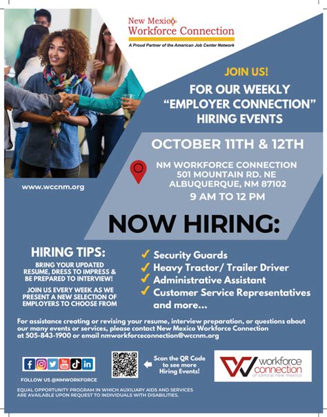Weekly Employer Connection Workforce Connection Of Central New Mexico