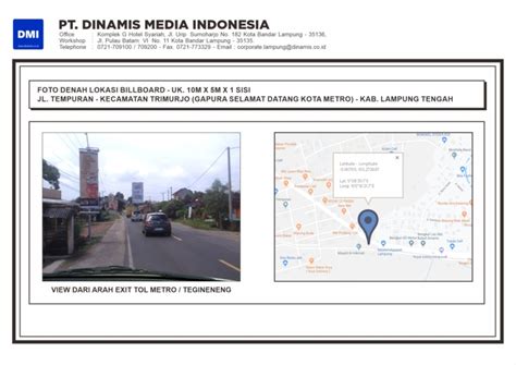 Billboard Jl Tempuran Trimurjo Gapura Selamat Datang Kota Metro