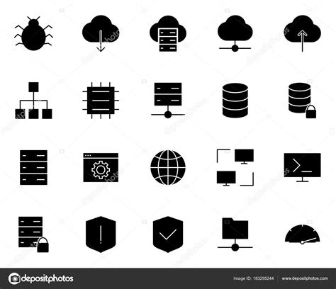 Hosting Icons Set Vector Simple Minimal 96x96 Pictograms Stock Vector
