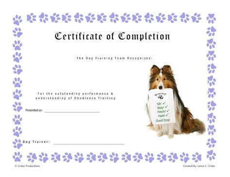 Certificados De Adiestramiento Canino Etsy España