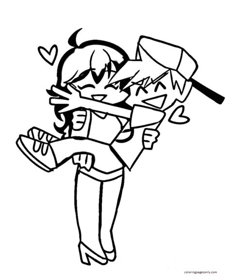 Boyfriend and Girlfriend in FNF Coloring Pages - Friday Night Funkin