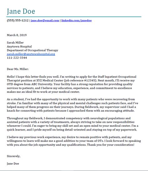 Your occupational therapy cover letter is both your introduction and writing sample. Entry Level Physical Therapist Cover Letter For Your Needs ...