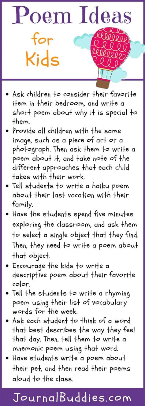 Journal Ideas | Help Kids to Get Inspired by Poetry ? JournalBuddies.com