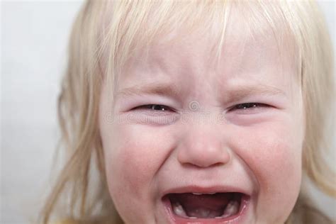 Portrait Little Baby Crying Tears Emotionally Stock Image Image Of