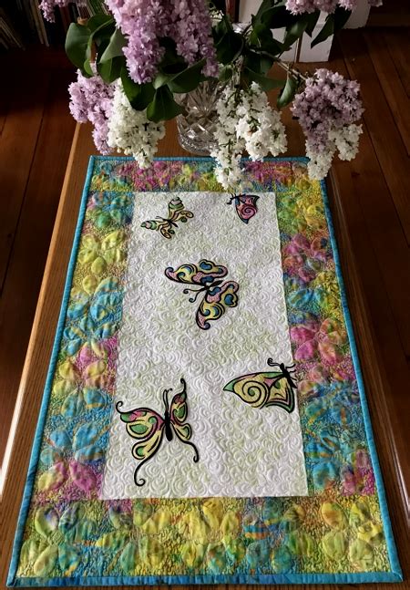 Quilted Table Runner With Butterfly Embroidery Advanced Embroidery
