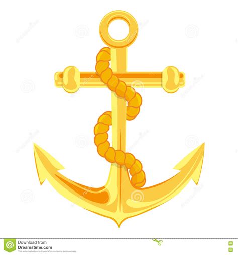 Gold Anchor Illustration Isolated On White Background Stock