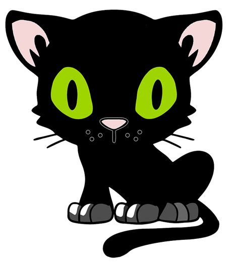 Black Cat With Large Green Eyes Clipart Free Download Transparent Png