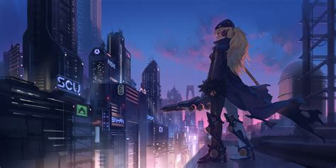 Anime Girl In City