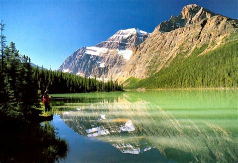 Canadian Rockies Cavell Lake Mountains Wallpaper