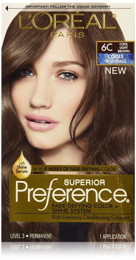 l oreal paris superior preference fade defying shine permanent hair color 6c cool light brown