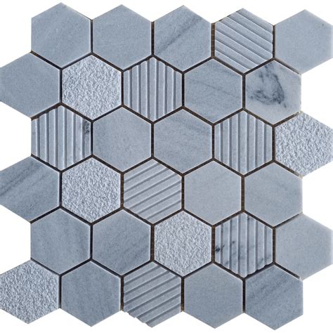 Global Stone Ice Grey Marble Hexagon Mosaic 280x275mm Stiles