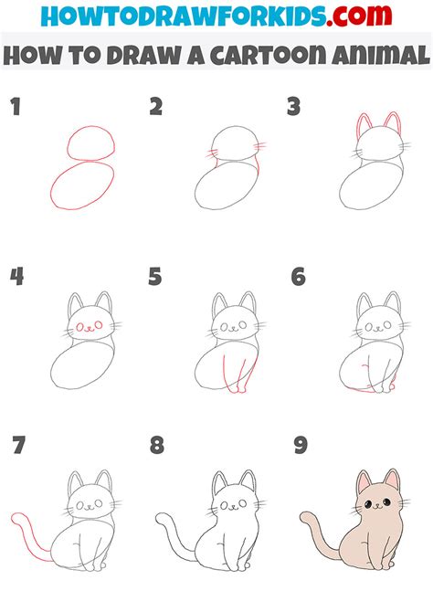 How To Draw A Cartoon Animal Easy Drawing Tutorial For Kids