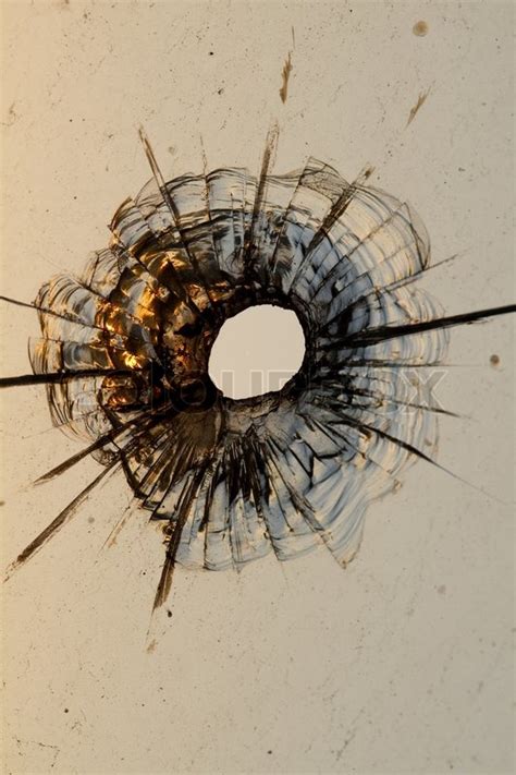 Bullet Hole In A Glass Stock Image Colourbox