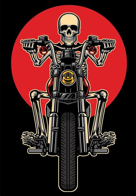 Skeleton Riding Motorcycle Clip Art