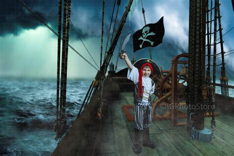 Pirate Ship Digital Backdrop Pirate Ship On Stormy Sea Etsy Australia