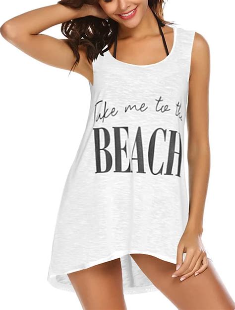 Buy Ekouaer Womens Sleeveless Swimwear Coverups T Shirt Beach Dress