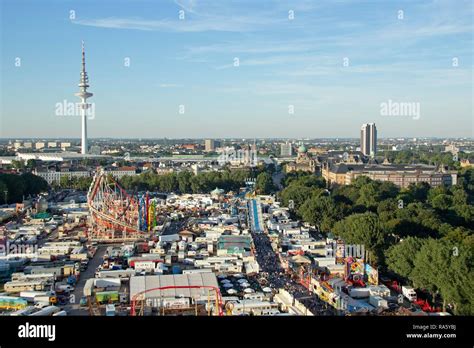 View From A Ferris Wheel Over Hamburger Dom Funfair Towards The