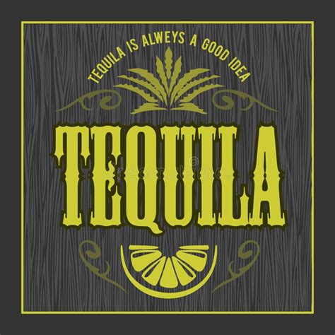 Vintage Alcohol Tequila Drink Vector Bottle Label Sticker Or Poster