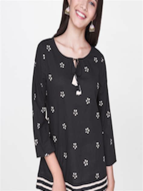 Buy Global Desi Women Black Floral Printed Pure Cotton Top Tops For Women 10193919 Myntra